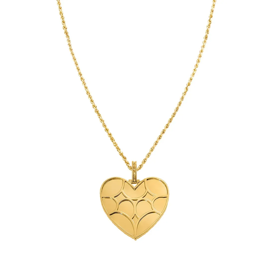 10k Yellow Gold Diamond Heart Memory Pendant 1.86 Ctw
