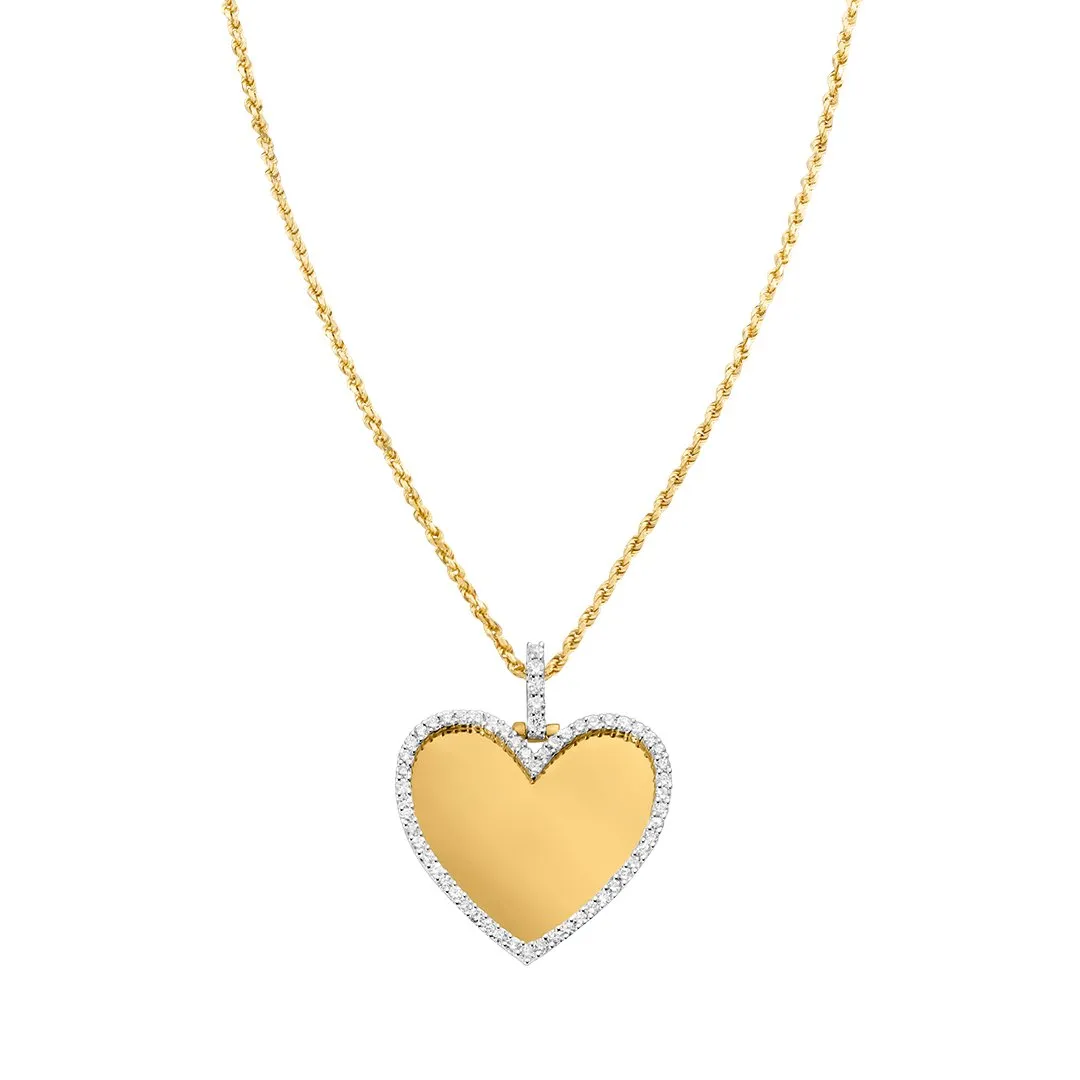 10k Yellow Gold Diamond Heart Memory Pendant 1.86 Ctw