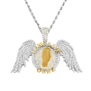 14k Two Tone Gold Diamond Long Live Memory Pendant 6.75 Ctw