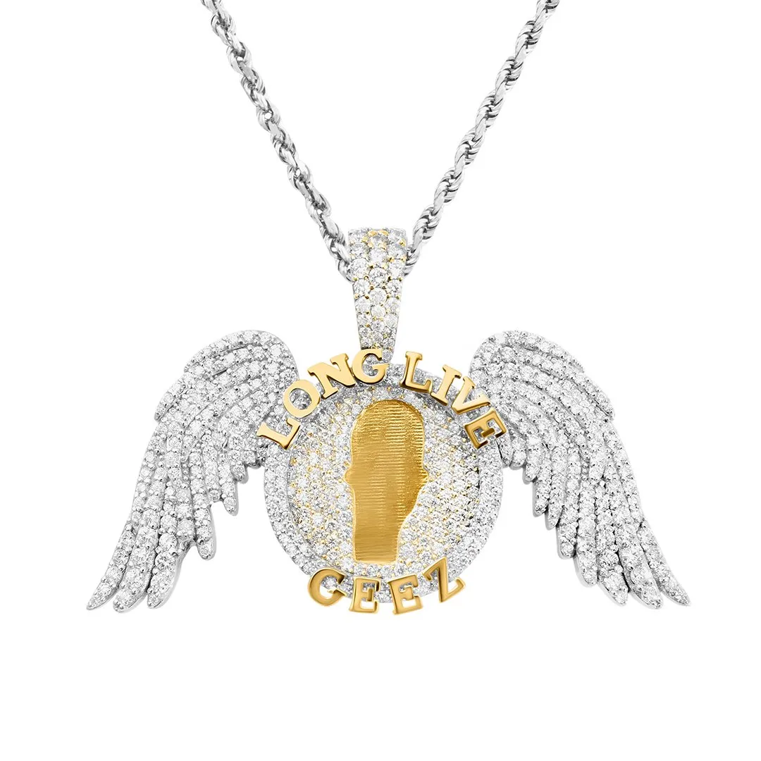 14k Two Tone Gold Diamond Long Live Memory Pendant 6.75 Ctw