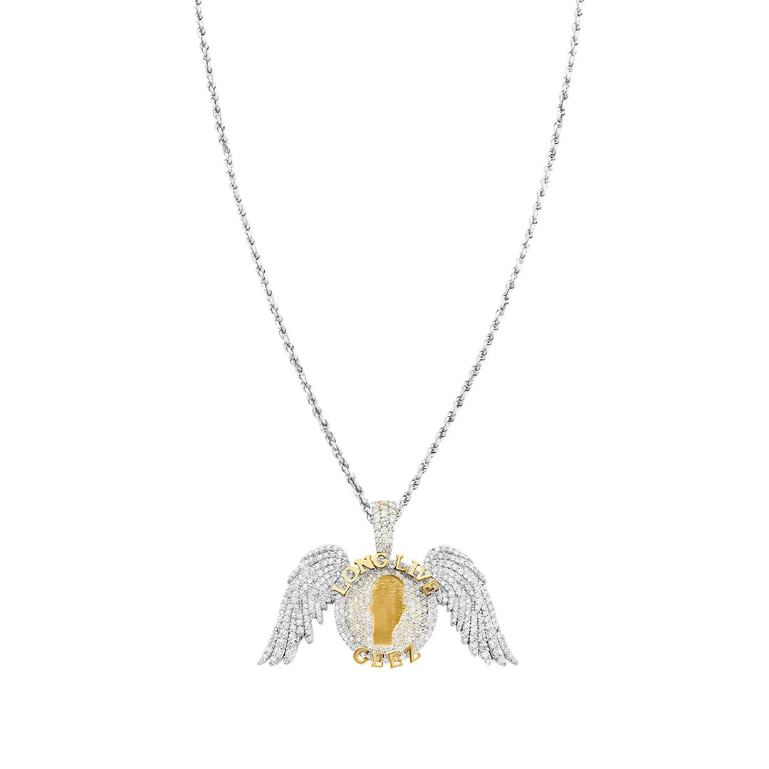 14k Two Tone Gold Diamond Long Live Memory Pendant 6.75 Ctw
