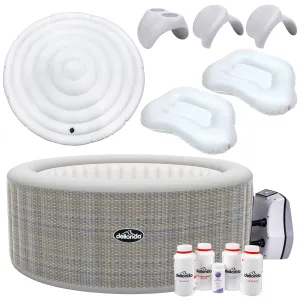 4-6 Person Inflatable Hot Tub Spa Starter Kit with Smart Pump - Rattan Effect - DL101