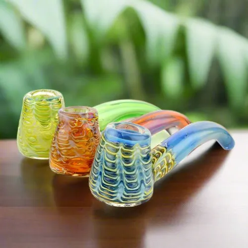 5" Glass Sherlock Hand Pipe w/ Spider Web Design
