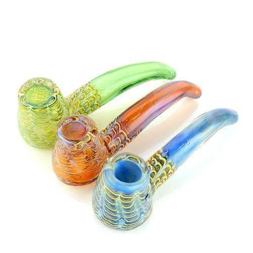 5" Glass Sherlock Hand Pipe w/ Spider Web Design