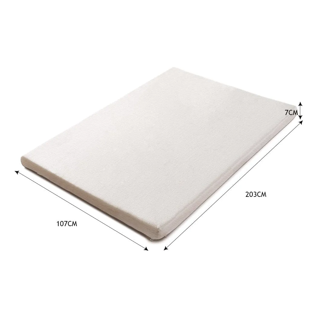 7cm Memory Foam Bed Mattress Topper Polyester Underlay Cover King Single