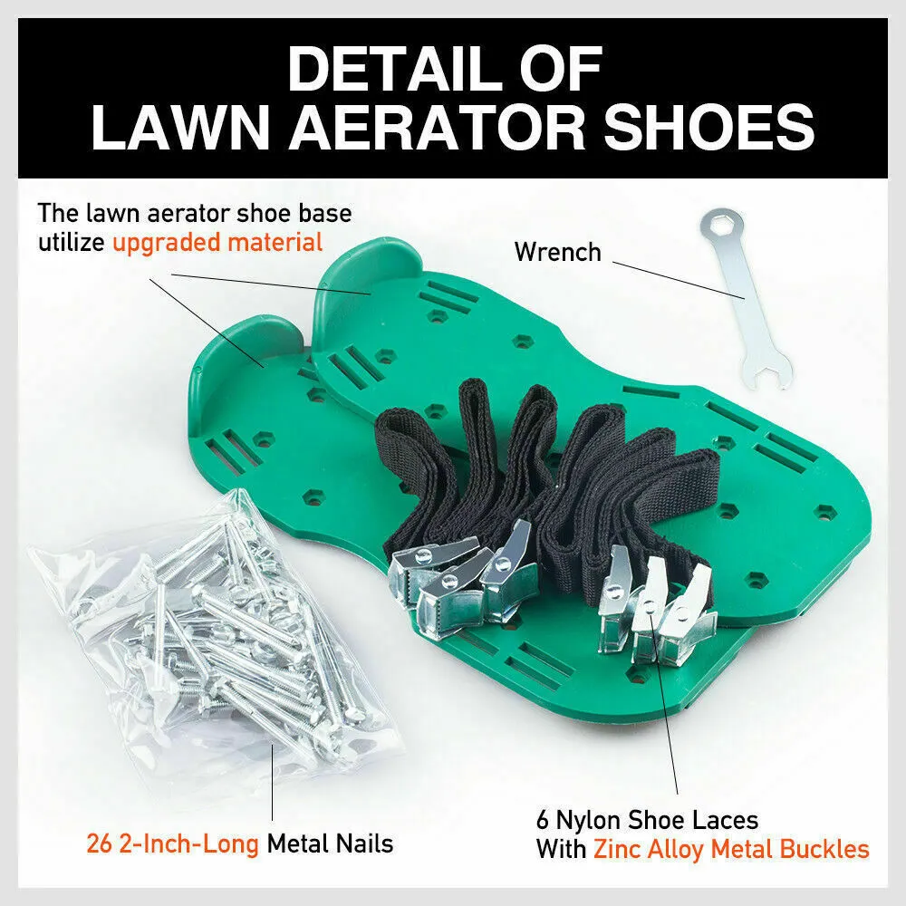Adjustable Triple Strap Lawn Aerator Spiked Shoes for Healthy Grass Growth