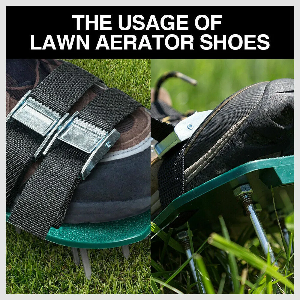 Adjustable Triple Strap Lawn Aerator Spiked Shoes for Healthy Grass Growth