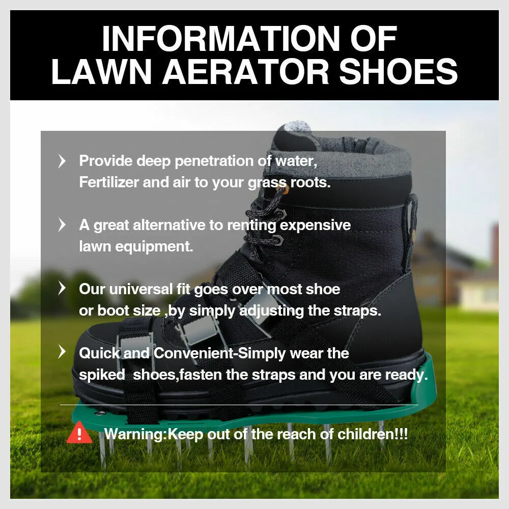 Adjustable Triple Strap Lawn Aerator Spiked Shoes for Healthy Grass Growth