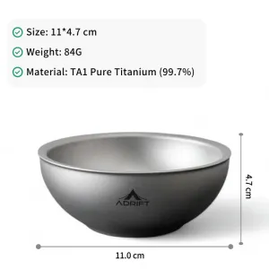 Adrift Allseason | Pure Titanium Double-Layer Bowl – Small/Large, Heat-Resistant