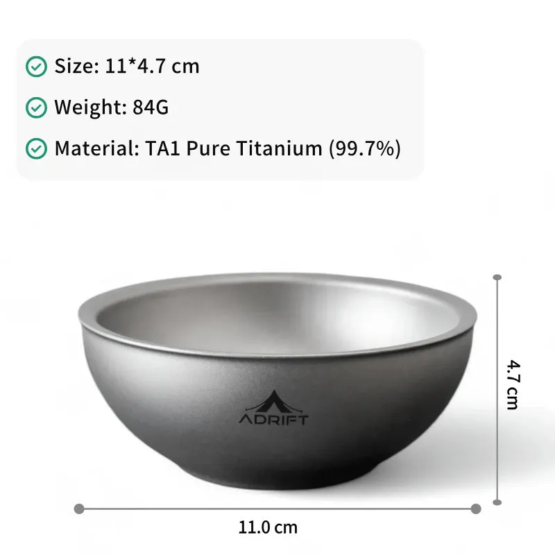 Adrift Allseason | Pure Titanium Double-Layer Bowl – Small/Large, Heat-Resistant