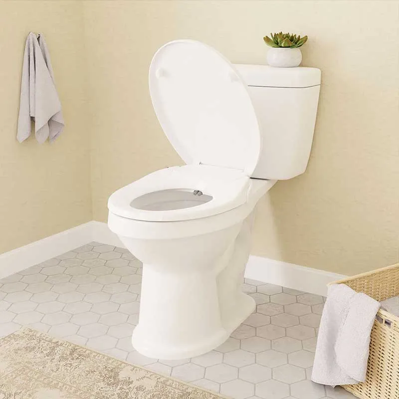 Anzzi Troy Series Non-Electric Bidet Seat for Rounded Toilet in White with Dual Nozzle, Built-In Side Lever and Soft Close