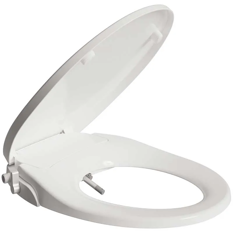 Anzzi Troy Series Non-Electric Bidet Seat for Rounded Toilet in White with Dual Nozzle, Built-In Side Lever and Soft Close
