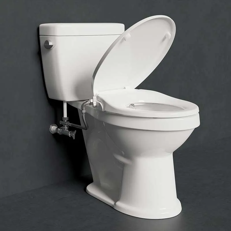 Anzzi Troy Series Non-Electric Bidet Seat for Rounded Toilet in White with Dual Nozzle, Built-In Side Lever and Soft Close