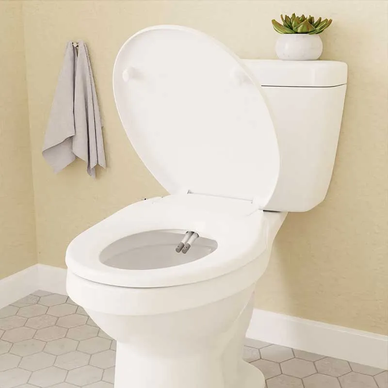 Anzzi Troy Series Non-Electric Bidet Seat for Rounded Toilet in White with Dual Nozzle, Built-In Side Lever and Soft Close