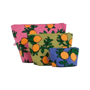 Baggu Go Pouch Set, Orange Trees