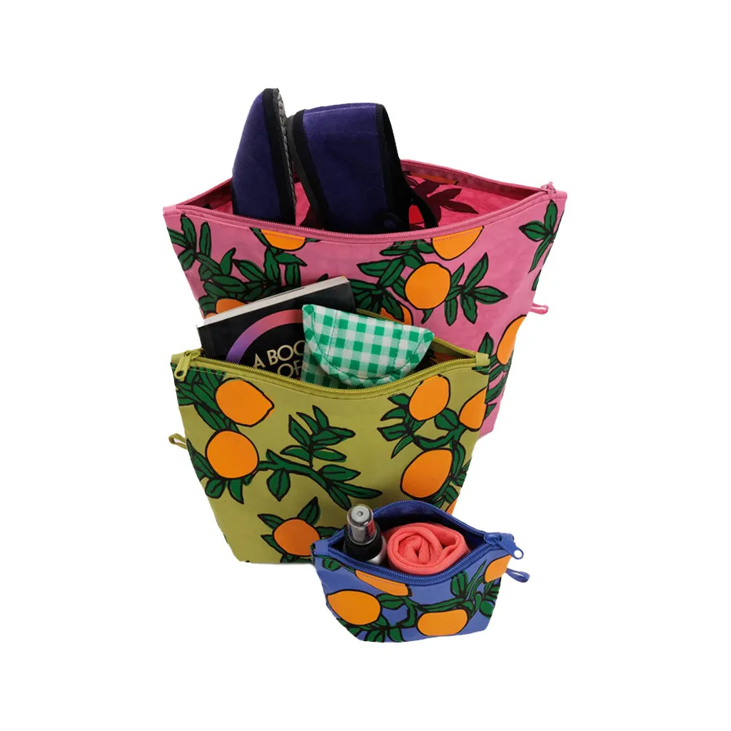 Baggu Go Pouch Set, Orange Trees