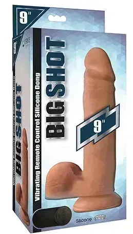 Big Shot 9" Vibrating Wireless Rechargeable Silicone Dildo w/Balls