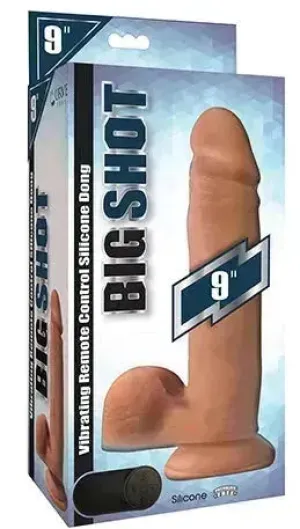 Big Shot 9" Vibrating Wireless Rechargeable Silicone Dildo w/Balls