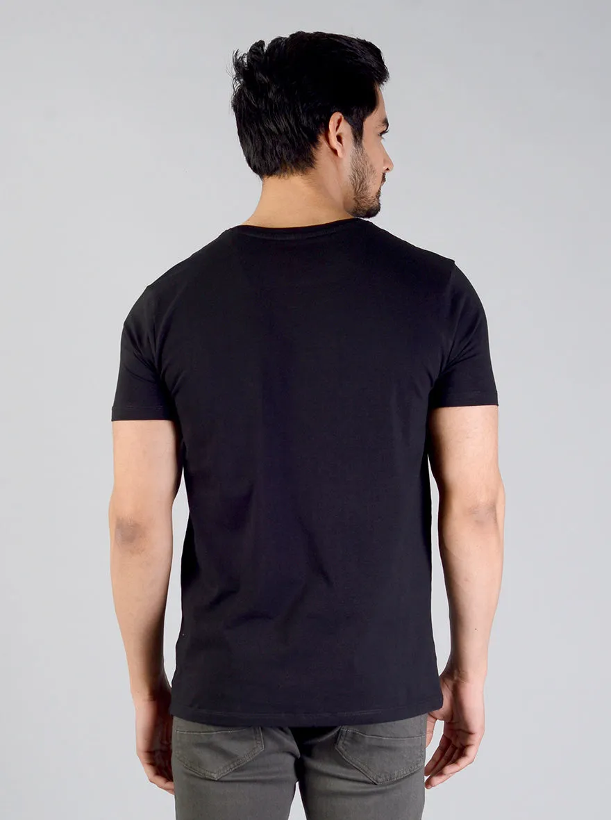 Black Printed Slim Fit T-shirt | JadeBlue