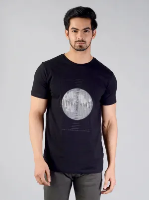 Black Printed Slim Fit T-shirt | JadeBlue