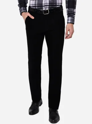 Black Solid Slim Fit Formal Trouser | JB Studio