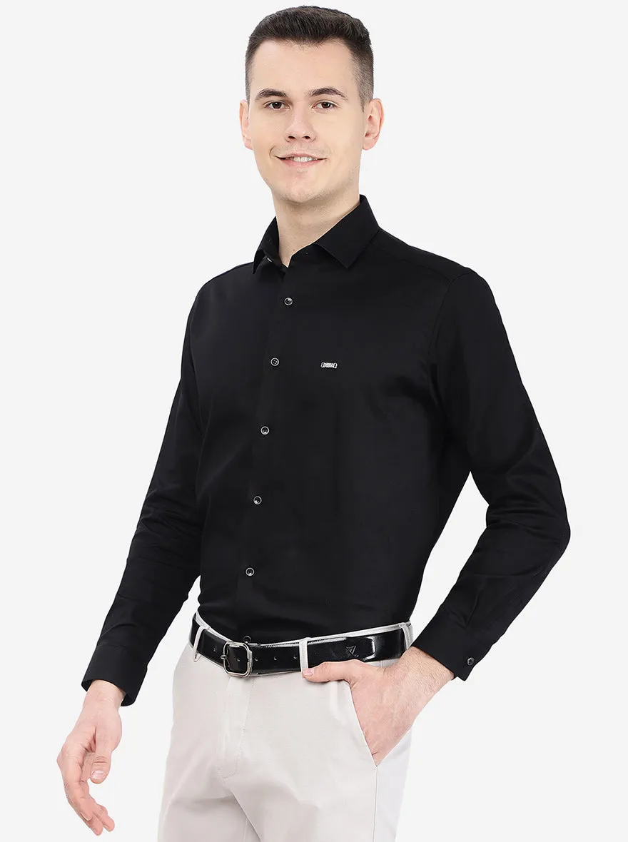 Black Solid Slim Fit Party Wear Shirt | Greenfibre