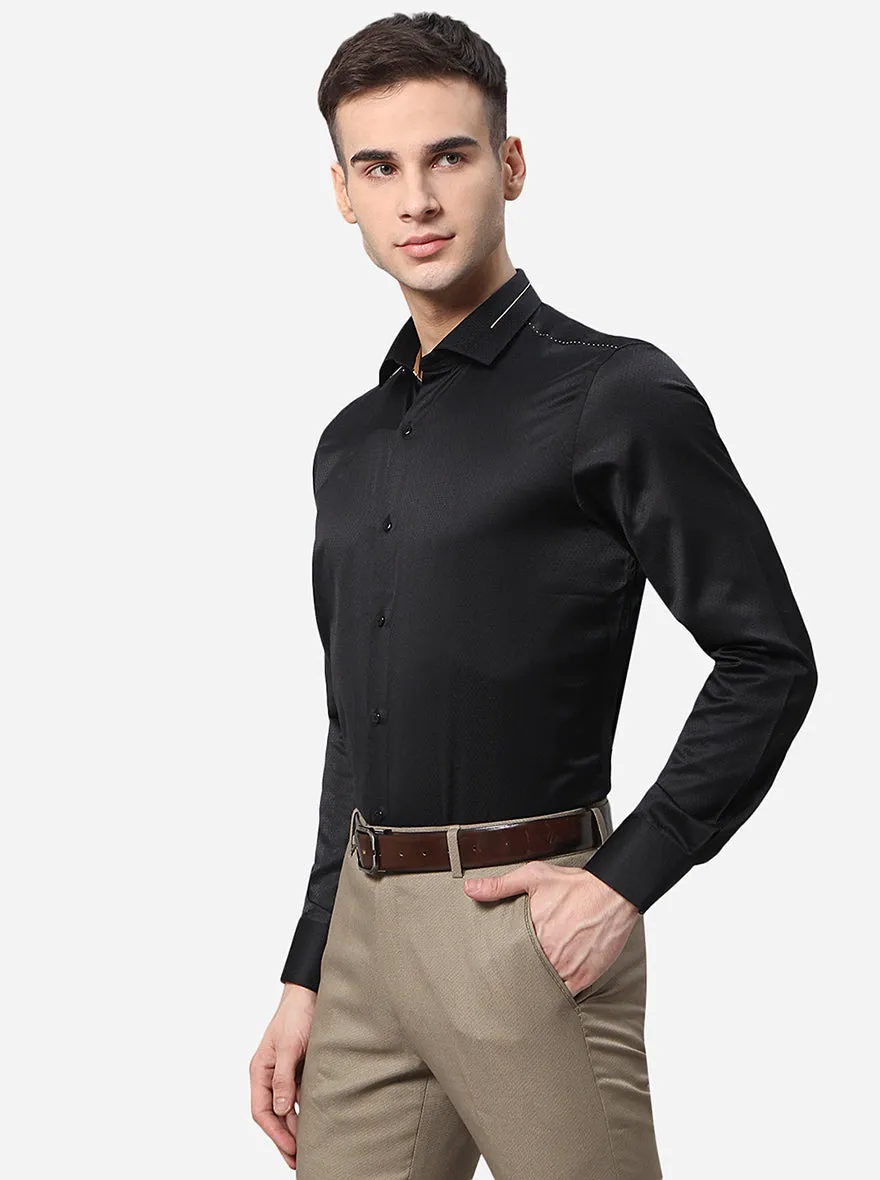Black Solid Slim Fit Party Wear Shirt | JB Studio