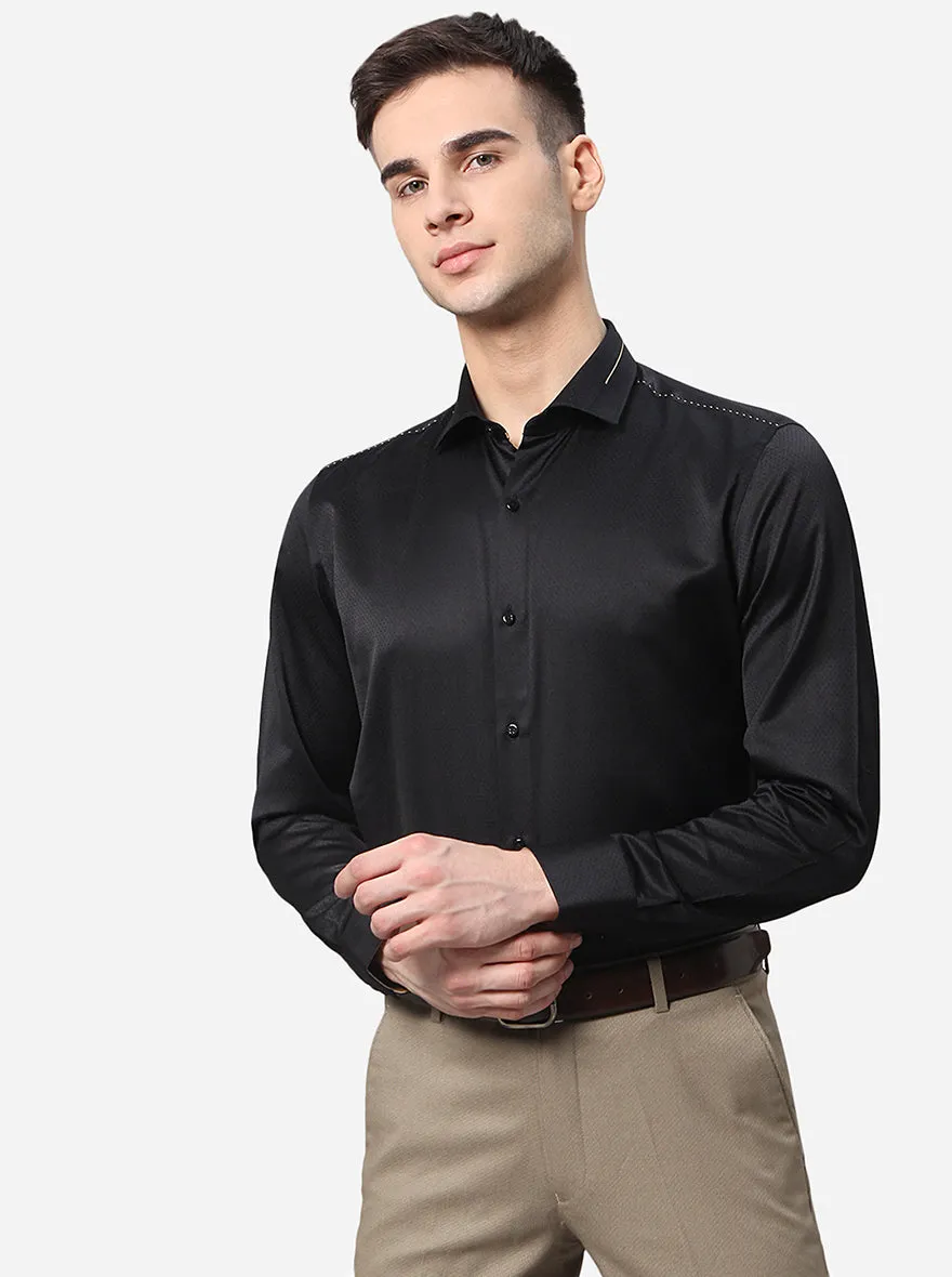 Black Solid Slim Fit Party Wear Shirt | JB Studio