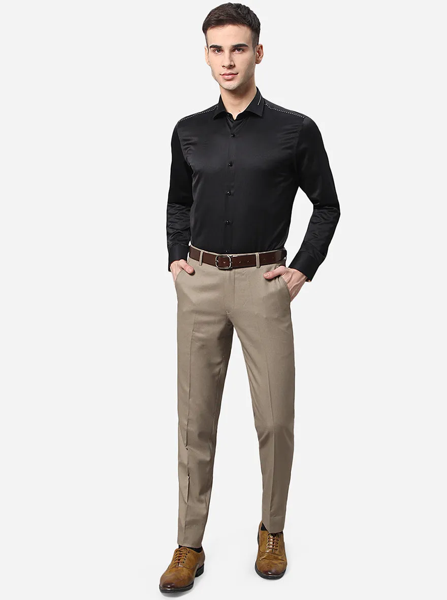 Black Solid Slim Fit Party Wear Shirt | JB Studio