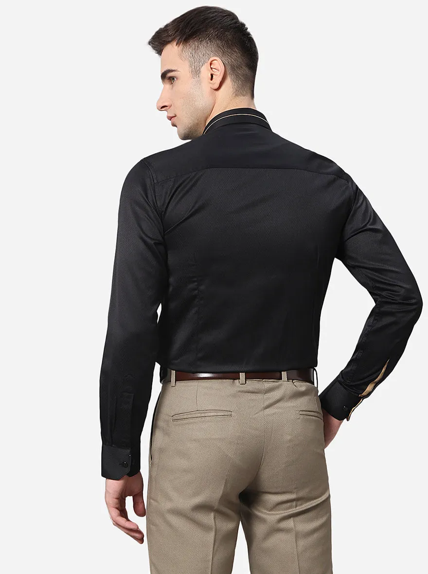 Black Solid Slim Fit Party Wear Shirt | JB Studio