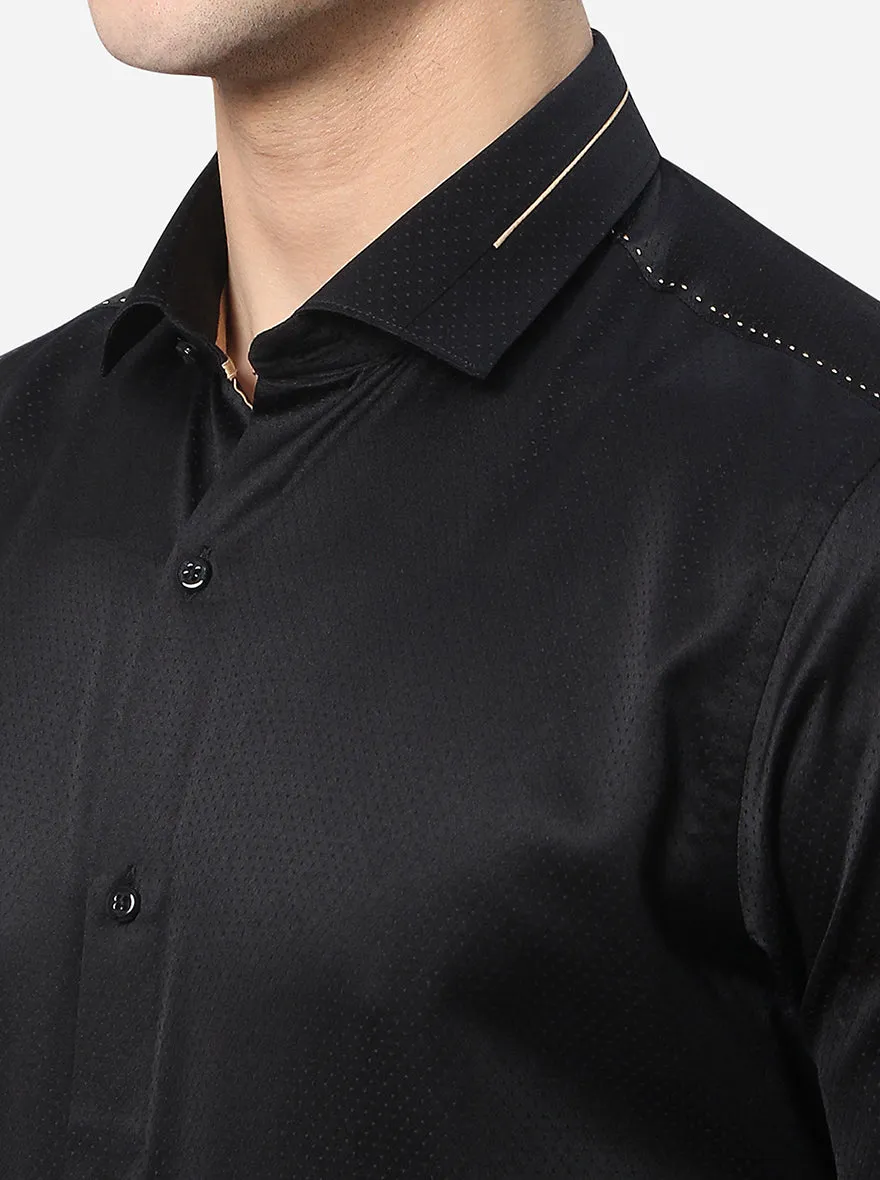 Black Solid Slim Fit Party Wear Shirt | JB Studio