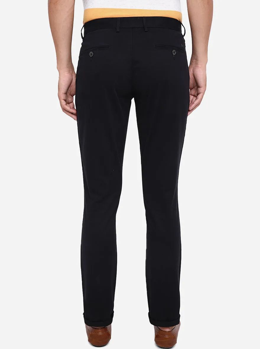 Black Solid Uno Fit Casual Trouser | JadeBlue