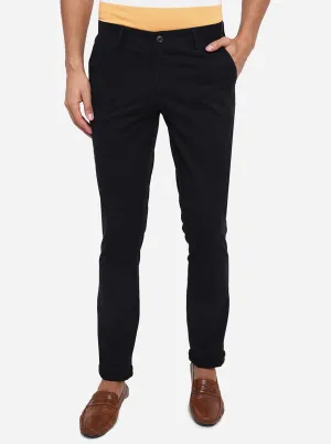 Black Solid Uno Fit Casual Trouser | JadeBlue