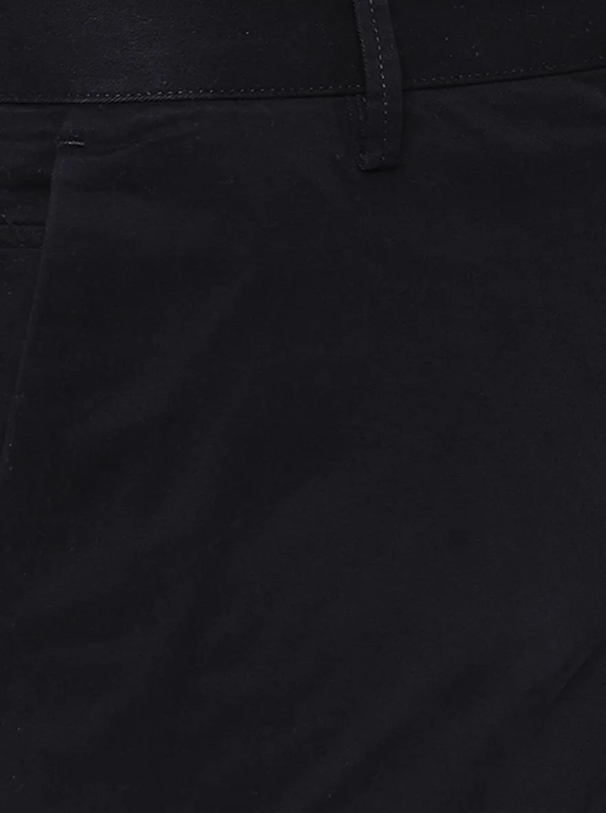 Black Solid Uno Fit Casual Trouser | JadeBlue