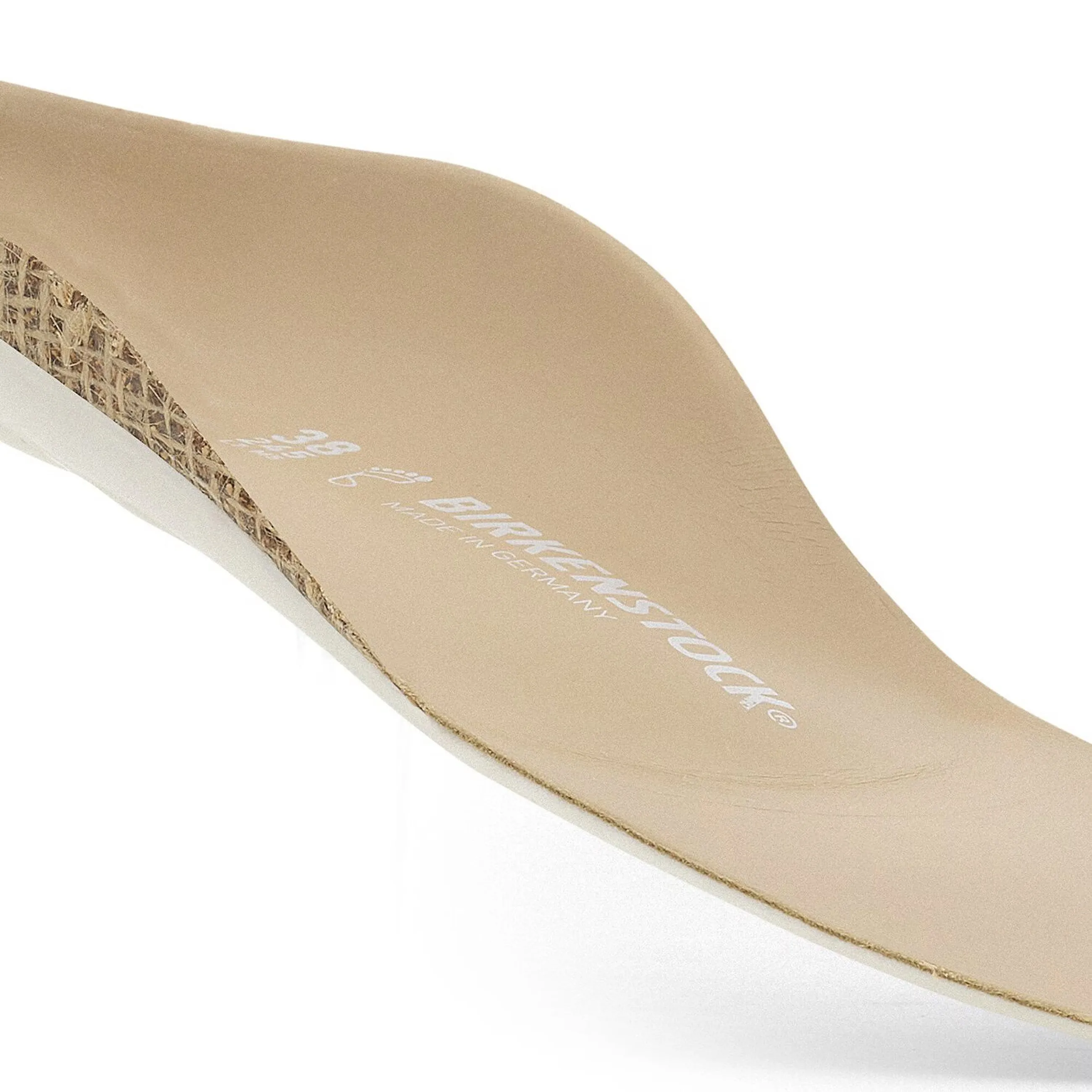 Blue Footbed Long Beige Leather