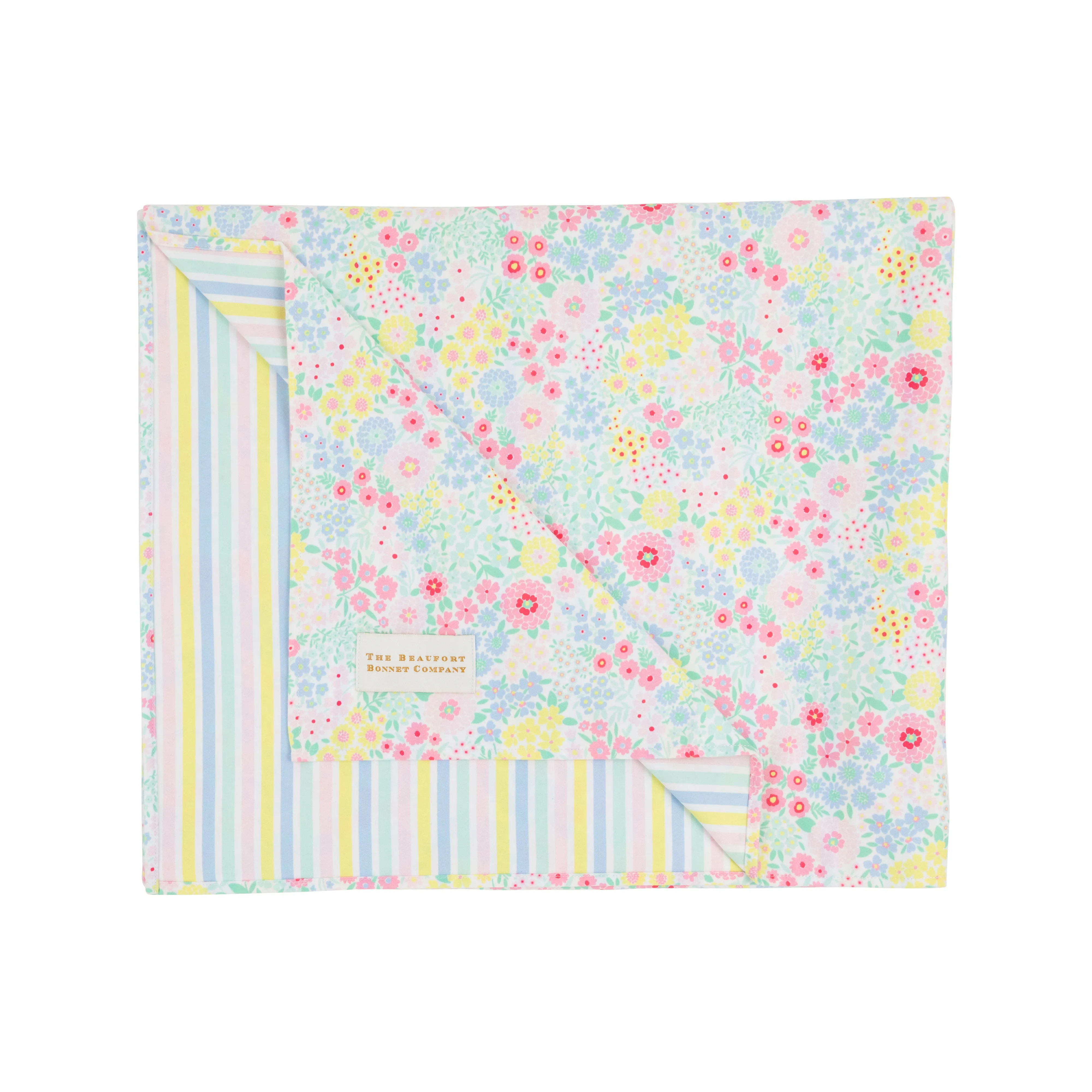 Calloway Quick Dry Towel - Merry Little Meadow with Siesta Key Stripe (Pink)