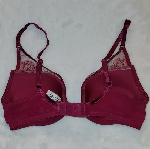 Calvin Klein Black Label Maroon Lust Plunge, Push-up Temptation Bra