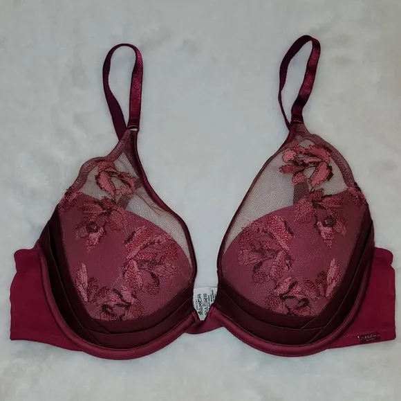 Calvin Klein Black Label Maroon Lust Plunge, Push-up Temptation Bra