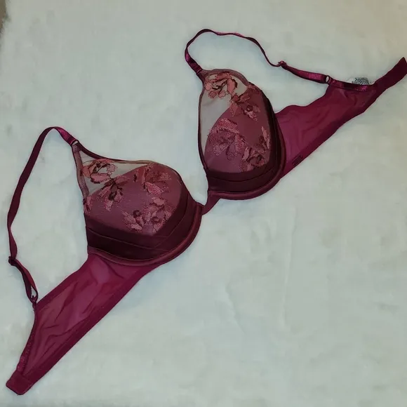 Calvin Klein Black Label Maroon Lust Plunge, Push-up Temptation Bra