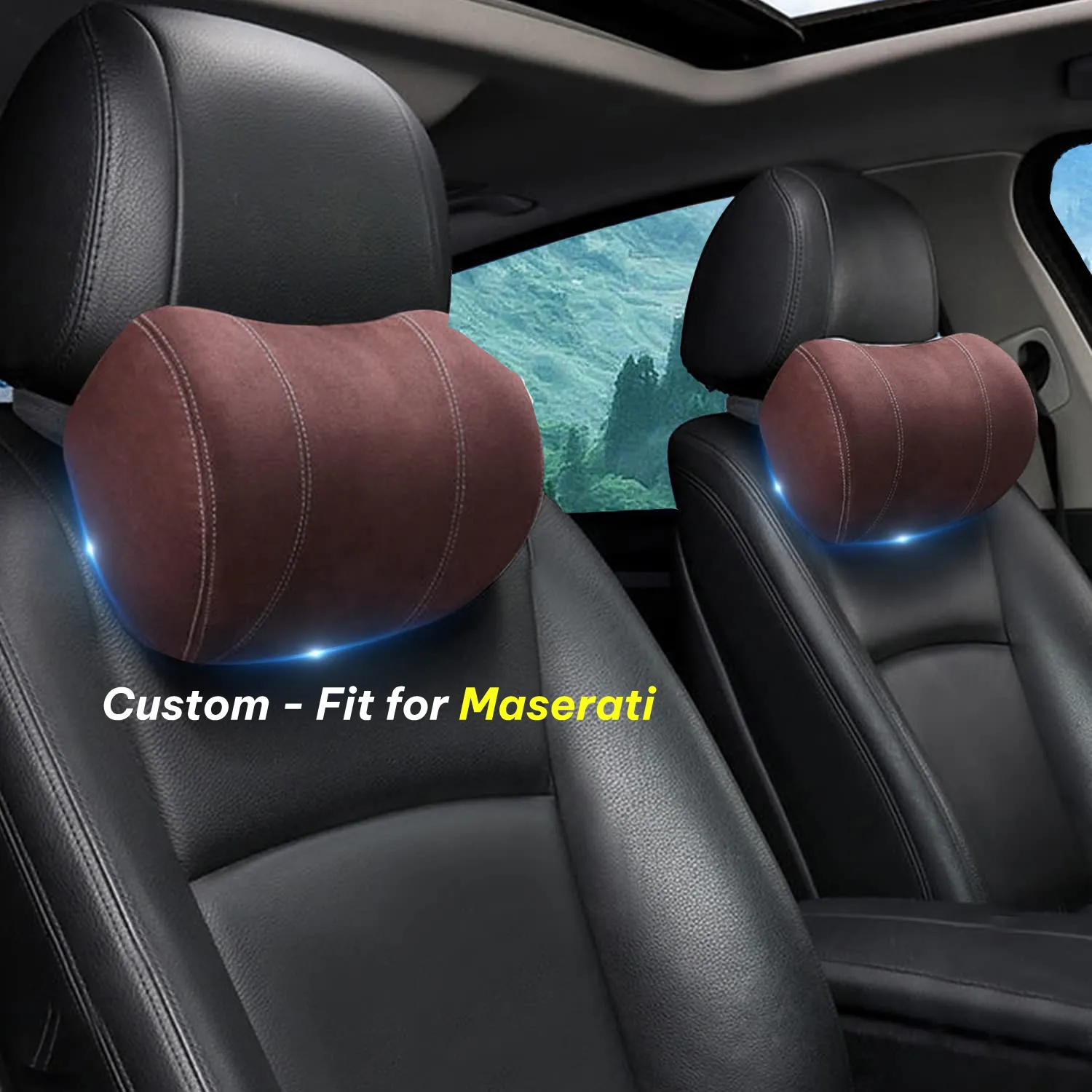 Car Headrest (2 PCS), Custom-Fit For Car, Update Version Premium Memory Foam Car Neck Pillow WAMS227