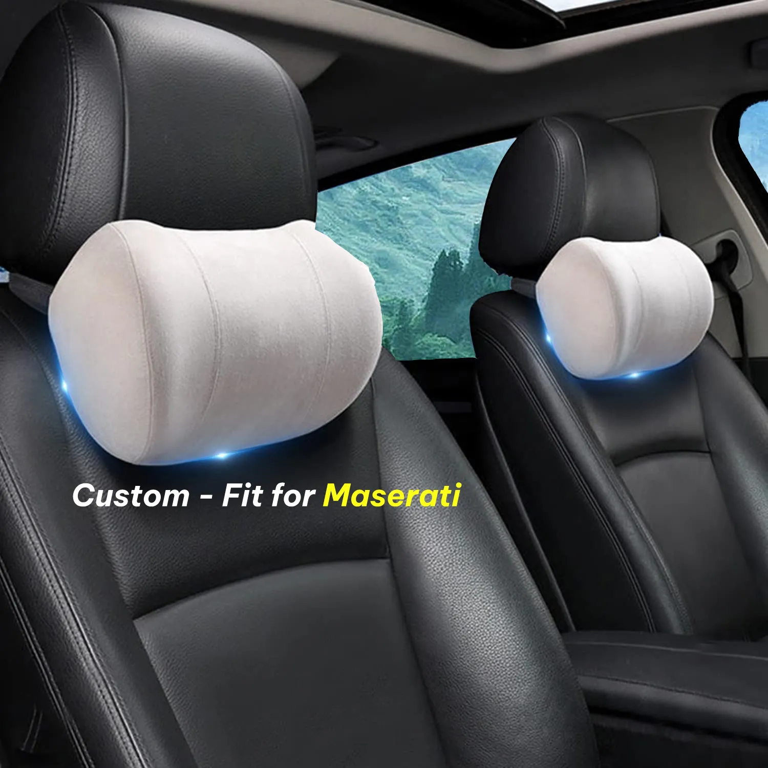 Car Headrest (2 PCS), Custom-Fit For Car, Update Version Premium Memory Foam Car Neck Pillow WAMS227