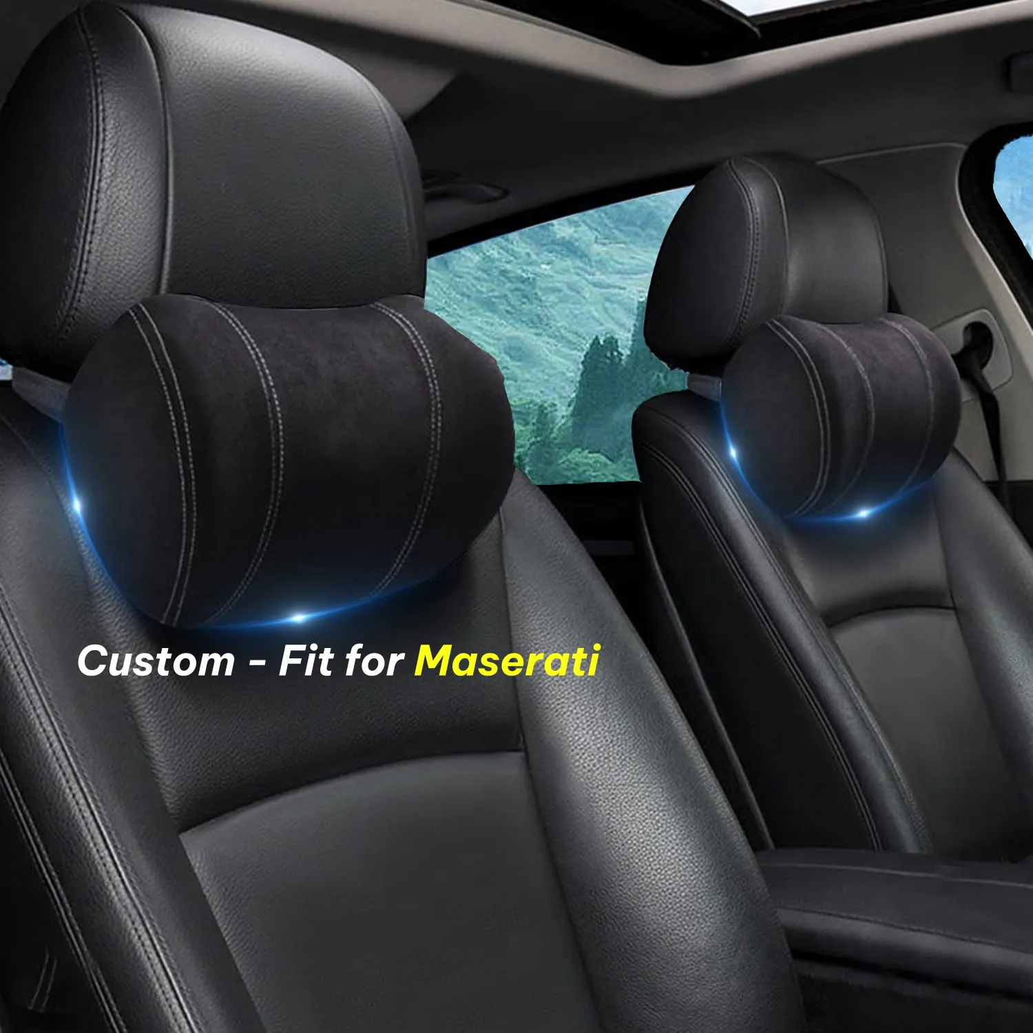 Car Headrest (2 PCS), Custom-Fit For Car, Update Version Premium Memory Foam Car Neck Pillow WAMS227
