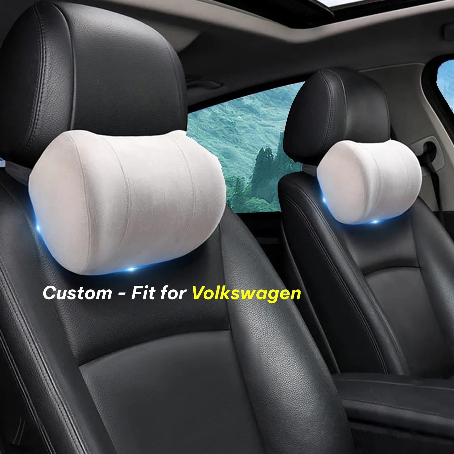Car Headrest (2 PCS), Custom-Fit For Car, Update Version Premium Memory Foam Car Neck Pillow WAMY227