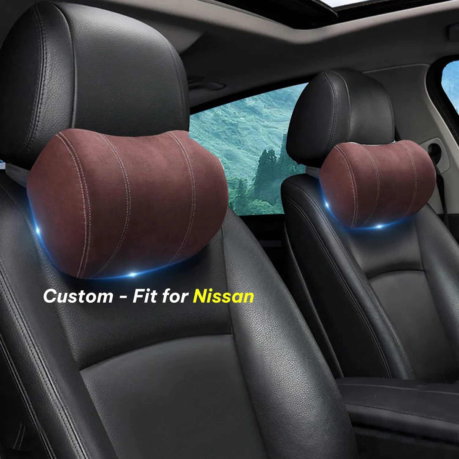 Car Headrest (2 PCS), Custom-Fit For Car, Update Version Premium Memory Foam Car Neck Pillow WAPU227