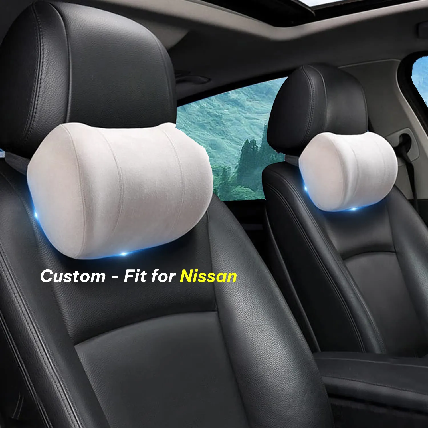 Car Headrest (2 PCS), Custom-Fit For Car, Update Version Premium Memory Foam Car Neck Pillow WAPU227