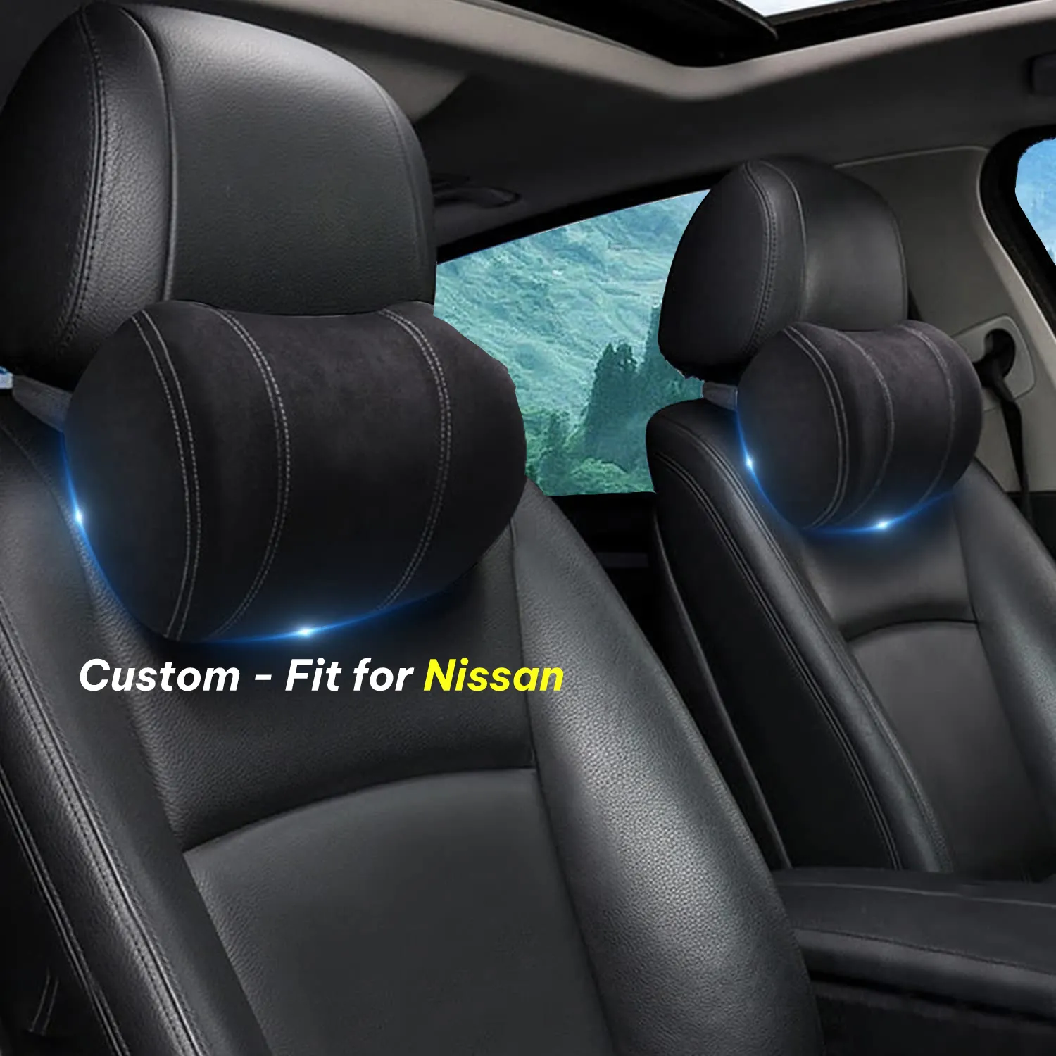 Car Headrest (2 PCS), Custom-Fit For Car, Update Version Premium Memory Foam Car Neck Pillow WAPU227