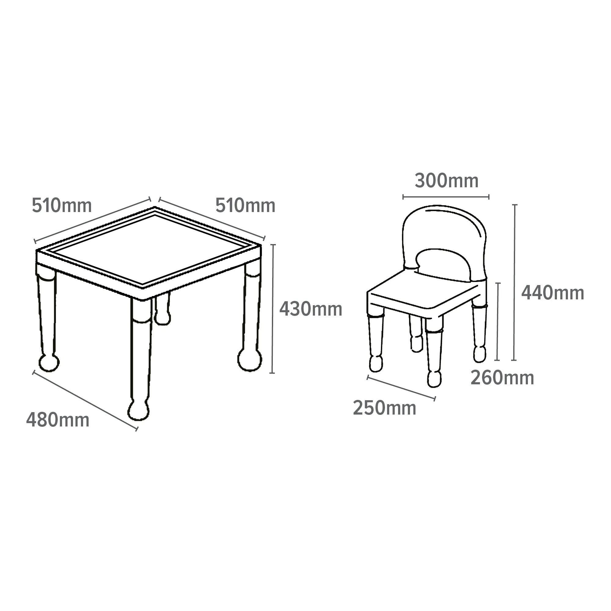 Children's Indoor & Outdoor Plastic Easy Clean Table & 4 Chairs Set | Multicoloured