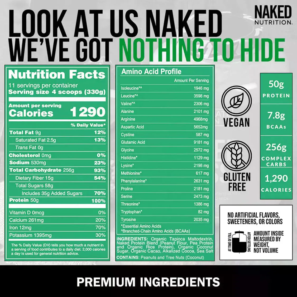 Chocolate Peanut Butter Vegan Weight Gainer Supplement | Naked Vegan Mass - 8LB