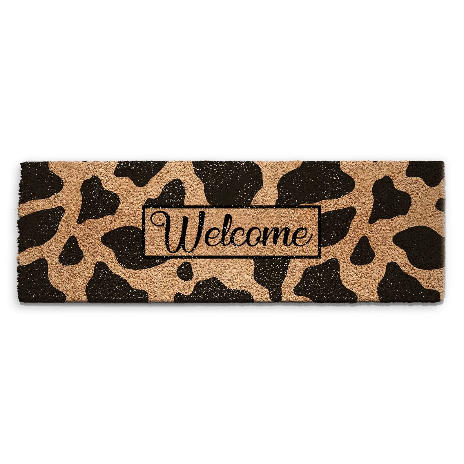 Coir Doormat - Cow Print Welcome