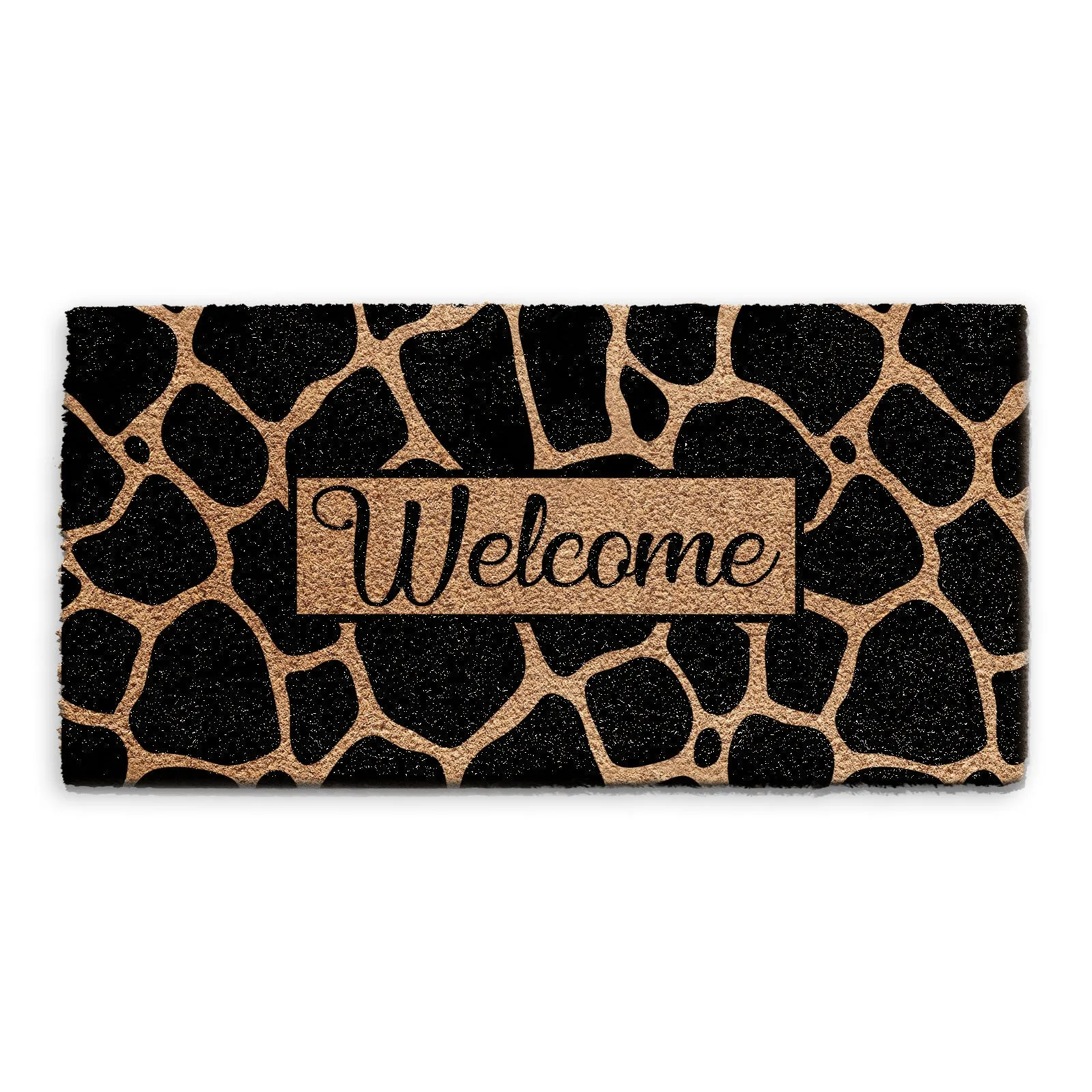 Coir Doormat - Giraffe Print Welcome